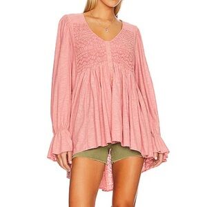 Free People Blush Button-Front Tunic